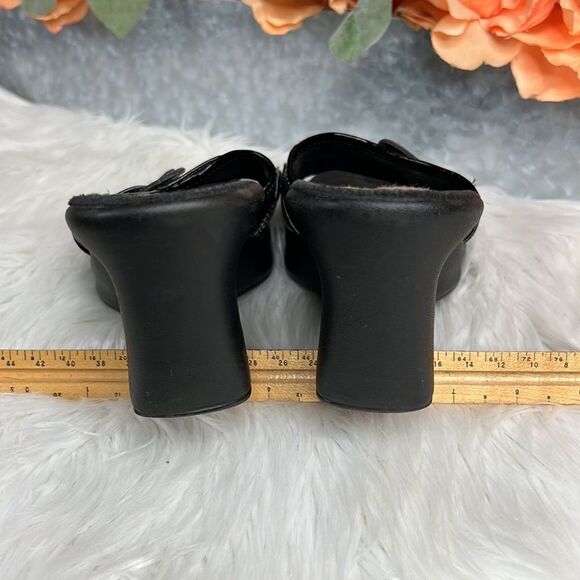Bongo Black Buckle Wedge Sandals Heels Size 6.5 - Picture 5 of 9